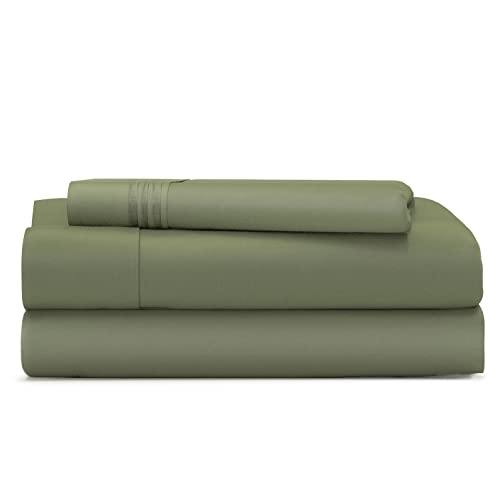 Cosy House Collection Everyday 1500 Series Bed Sheet Set - Ultra Soft & Cool Hotel Luxury Bedding - Deep Pocket - Wrinkle, Stain and Fade Resistant - 3 Piece Set (Twin, Moss Green)
