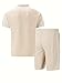 Men's Summer Solid Color Casual Suit Lapel Zipper T-Shirt Short Sleeve Elastic Shorts M-3xl (White,Medium)