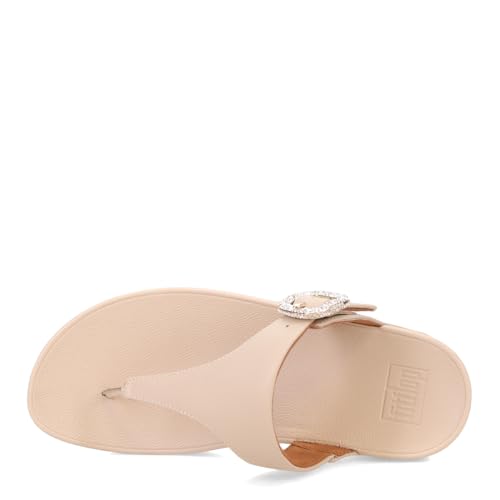 Image of FitFlop Womens LULU Crystal Buckle Toe-Post Sandals with Microwobbleboard Technology, Microfiber Toe Post, Slip Resistant Rubber Outsole, Cushioned Arch Support for All Day Comfort