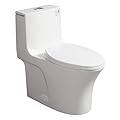 Modern One Piece Elongated Toilet with Powerful Dual Flush and Soft Close Seat, 15 1/8 Inch 1.1/1.6 GPF, Comfortable Height & Ergonomic Design, Seamless Construction, 23T02-GW, Gloss White