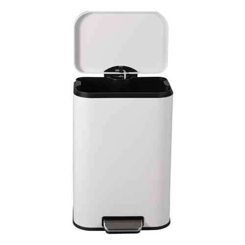 Caneca de basura rectangular de 30L acero inoxidable blanca