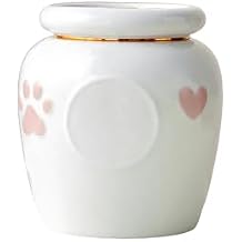 WF Ceramic Pet Ashes Keepsake, Design of Metal Threaded Cover Compatible with Cats for Dogs Memorial Ashes Urn 28 oz