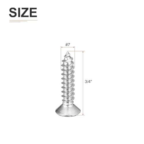 Image of DTGN 100Pcs 7 inch x3 /4 inch Flat Head Wood Screws, Self Tapping Screws Silver