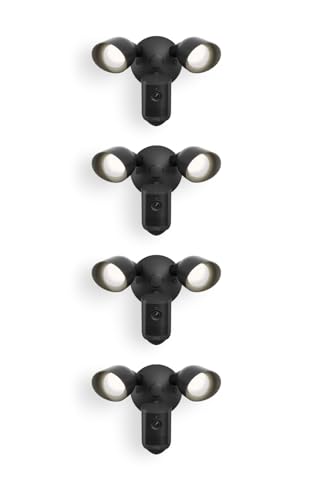 Image of Ring Floodlight Cam, Wired (newest model), Home or business security, Wide-Angle Retinal 2K Video, 6x Enhanced Zoom, Ultra-Bright Floodlights, 4-Pack, Black