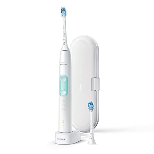 Philips Sonicare ProtectiveClean HX6857/17 - Cepillo de dientes eléctrico con sensor de presión, tecnología BrushSync, 3 modos de limpieza con 2 cabezales y estuche de viaje, color blanco