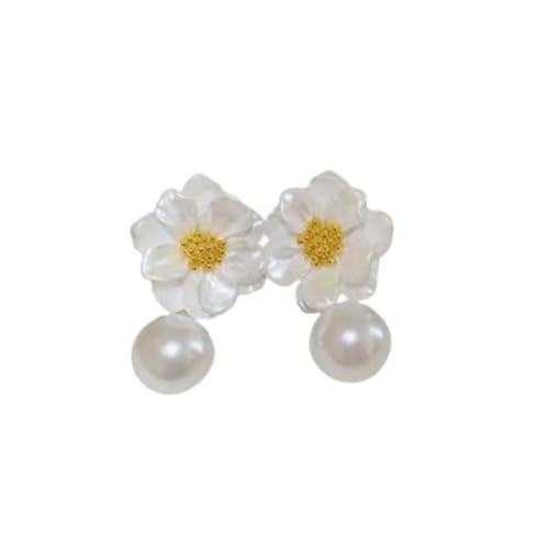 Pendientes largos de borla JYDMS con pétalos de flores románticas y perlas