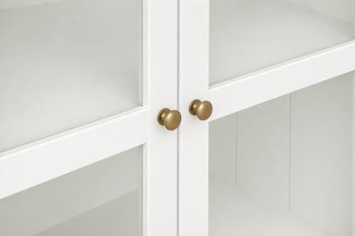 Image of Archies 2 Door Display Cabinet | Crockery Cabinet | Wooden Multipurpose Cabinet | Finish- Premium Pearl White