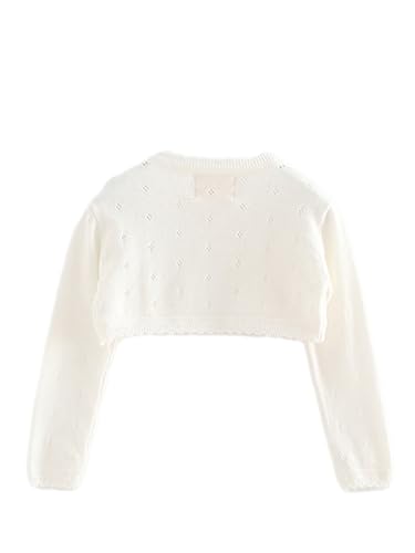 Girls's Bowknot Scalloped Cropped Knitted Sweater Toddler Cardigan Round Neck Long Sleeves Lightweight Knitwear2