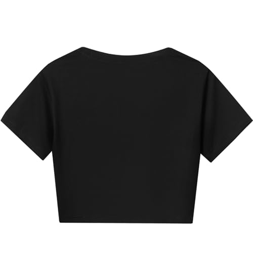 Kids Girls Sports Outfits Cotton Short Sleeve T-shirt Shorts Set For Summer Casual Workout Dance Black 9-10 Years2