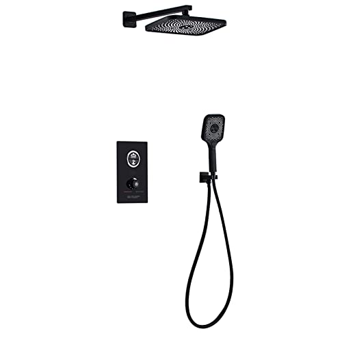 Grifo Mezclador baño, Mezclador Ducha Empotrado, Mezclador termostático Ducha baño, Cabezal Ducha Lluvia y Juego Manguera