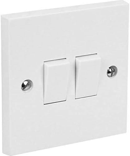 Invero 1 Gang 2 Way Electric Wall Light Switch White Rocker Standard Square 10 Amp