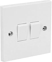 Invero 2 Gang 2 Way Electric Wall Light Switch White Rocker Standard Square 10 Amp