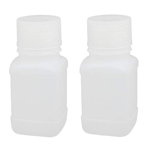 Aexit 2pcs 35mmx35mmx85mm gauge 60ml HDPE Plastic Rectangle Small Mouth Bottle White
