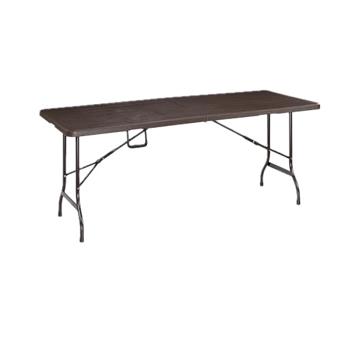 Table jardin pliable carrée 180cm marron table extérieure effet bois - 6