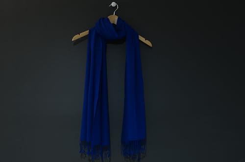 Cashmere Shawl Scarf Handmade 100% Pure Lightweight Oversized (Emperial Blue)3