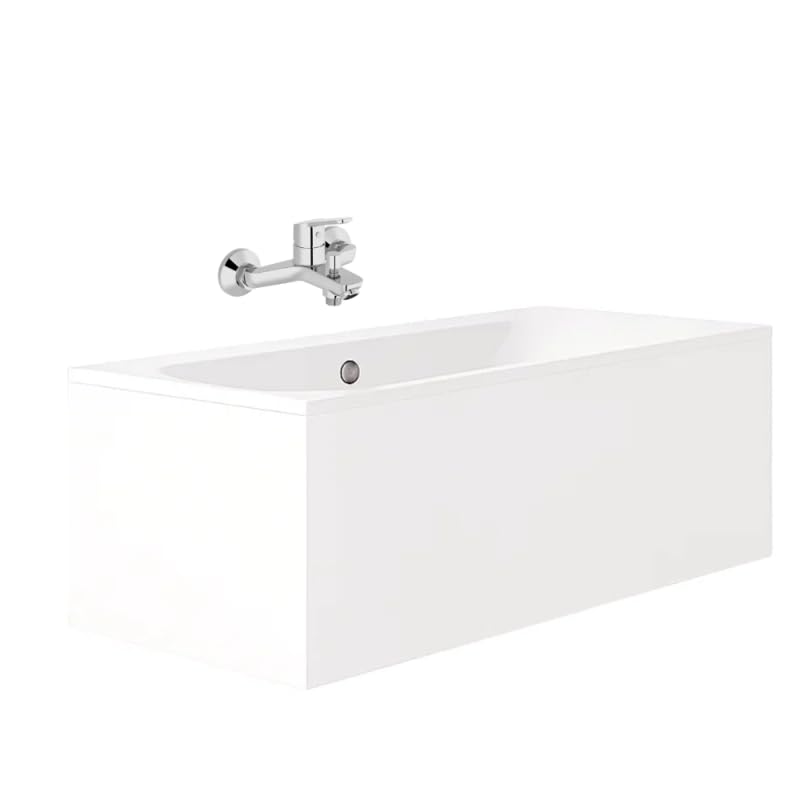 Pack baignoire droite 180 x 80 JACOB DELAFON Elise + mitigeur bain douche chromé + vidage