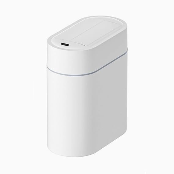 Smart Touchless Trash Can Double-Door Automatic Motion Sensor Trash Bin with Auto Bagging USB Charging Quiet Close Lid Ideal for Small Spaces, Bathroom, Bedroom, RV (White, 9L Battery)