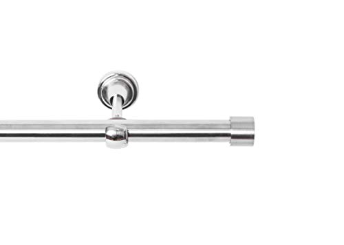 Rollmayer elegant und modern Edelstahl Vorhangstange/Gardinenstange Ø 19mm (120cm Crux, Edelstahl, 1-läufig) verschieden