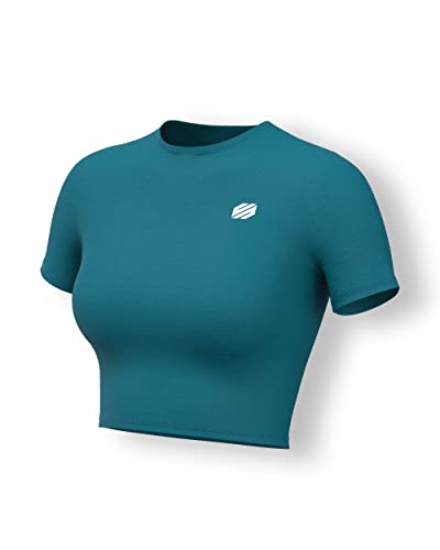 Image of Sfytt Women Gym Crop Top Athletic Yoga Short Sleeve Fitness Tight Tee Outdoor Workout Cropped Tank Tops