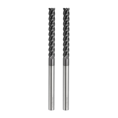 Image of HARFINGTON 2pcs Carbide Square Nose End Mill Bit 1 /4 inch Cut Dia 4 Flutes TiAlN Coated Milling Cutter for Hardened Steel Metal (1 /4 inch Shank 3 /4 inch Cut Length 4 inch Long 45 Degree Helix)