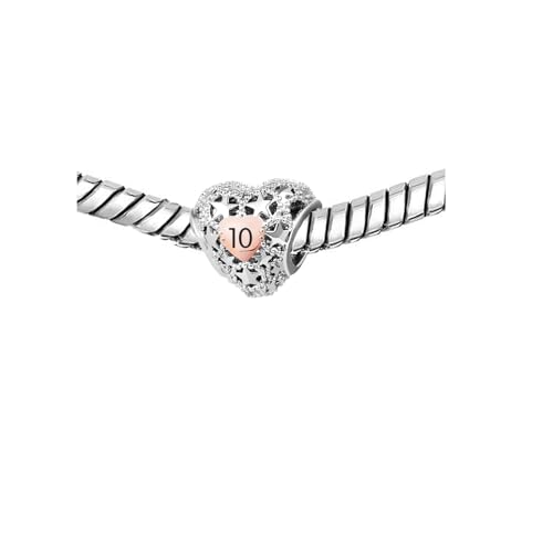 KunBead 12 13 16 18 21 30 40 50 60 70 Birthday Rose Gold Tone Heart Star Love Bead Charms Compatible with Pandora Charm Bracelets Jewelry for Women3