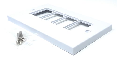 Euro Module Wall Plate Faceplate Frame with Screws - Compatible with Standard Euro UK Modules (Dual Gang 4 Port) - Image 2