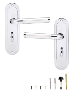 Madrid Polished Chrome & Satin Nickel Bathroom Door Handles, Elegant Door Handle Set, Straight Handle Design