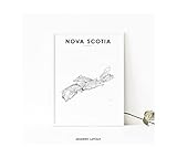 Nova Scotia Map Print Ns Canada State Road Map Print | Modern Black and White Wall Art |Fine Art...