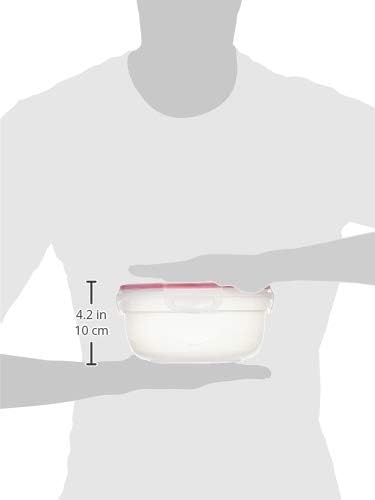 Sterilite 03938604 Rocket Red Ultra Seal 2.5 Quart Clear Plastic Food Storage Latching Bowl Container Box with Lid, Clear/Red