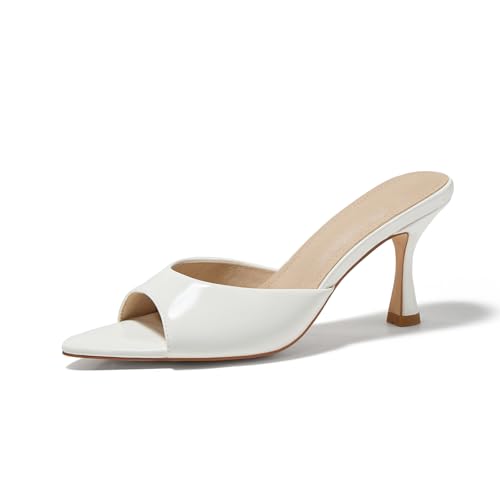 GotSoft Womens Pointed Open Toe Heeled Sandals Slip On High Heels Backless Mules Dress Shoes, White, size 9 by GotSoft - Used condition - US$21.98