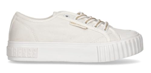 Bikkembergs Baskets Toile avec Lacet Blanc et Or, Blanc, 36 EU