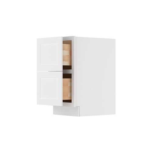 Image of Furinno Shaker Drawer Base Kitchen Cabinet with 2-Drawers, Ready to Assemble, 24 D x 18 W x 34.5 H, White