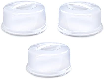 PHG Plastic Reusable Storage Cake Box- Food Storage Container- Cake Storage Box- Plastic Takeaway Containers with Lid- Storage Container Lockable Lid Cover Box Multipack Offer (Single Round)