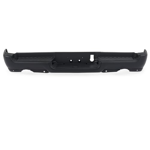 VRC Rear Bumper Assembly Compatible with 2019 2020 2021 2022 2023 2024 Dodge Ram 1500 Heavy-Duty Steel Black Rear Bumper CH1103140 With Dual&Sensor(Black Dual Exhaust & W/Sensor Holes)