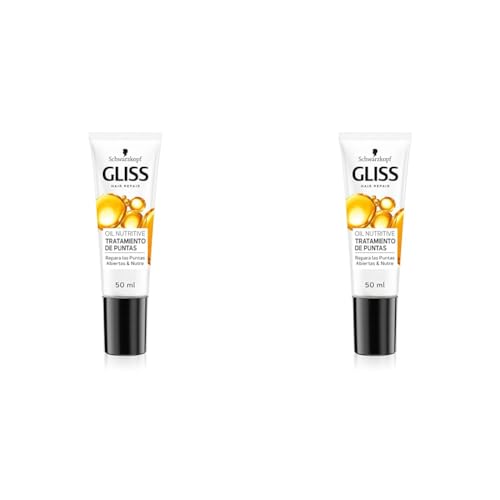 Gliss Oil Nutritive Tratamiento reparador de puntas (50 ml), renovador de puntas abiertas con keratina líquida, sérum nutritivo para cabello seco y dañado (Paquete de 2)