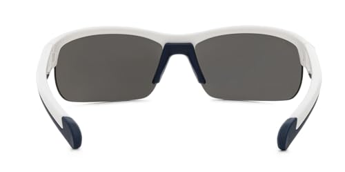 Hobie Eddy Polarized Rectangular Sunglasses, Satin White Frame/Cobalt Mirirror Lens, 63MM2