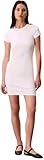 Calvin Klein Vestido Camisero Corta Mujer Mini con Cuello Redondo, Blanco (Brilliant White), S