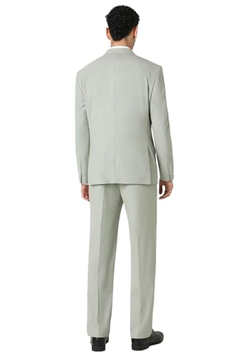 Image of Men Green Print Slim Fit Formal Three Piece Suit