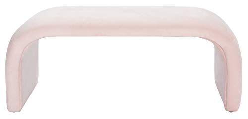 SAFAVIEH Home Collection – Tenko Light Pink Curved Upholstered Accent Bench, Modern Minimalist Seating for Bedroom, Entryway or Living Room (BCH1300C)