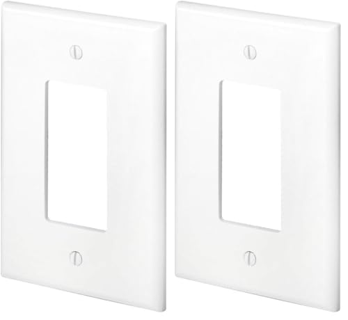 Image of Leviton 1-Gang Decora GFCI Device Decora Wallplate, Oversized, Thermoset, Device Mount, 88601, White (Pack of 2)
