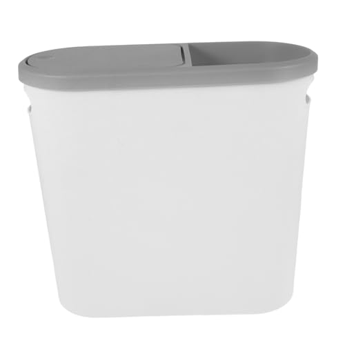 Caneca de basura rectangular con tapa blanca para baño y cocina