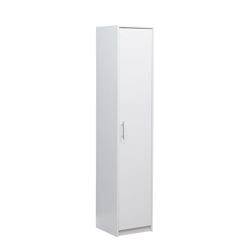 MMT Tall Slim Storage Unit - Wood Cabinet with 1 Door and 3 Shelves for Office, Shoes, and Kitchen Storage - Ideal Bathroom Storage Cabinet, 37 x 37 x 180 cm