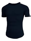 COOFANDY Camiseta de Manga Corta para Hombre Deportiva Camiseta T-Shirt Contraste de Color Fintness Shirt Sport Tshirts Azul Marino M