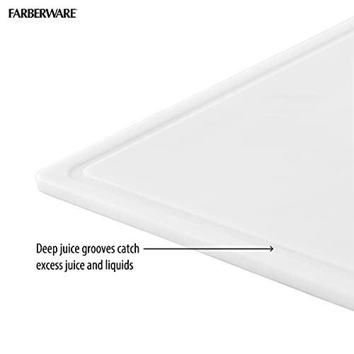 Farberware Extra-Large Plastic Cutting Board with Perimeter Juice Groove, Dishwasher-Safe Kitchen Chopping Board, 15x20-Inch, White - Image 4