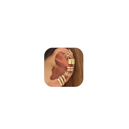 Image of Ear Cuffs Non Piercing 14K Gold Plated Ear Cuff Earrings for Women Trendy Clip on Cartilage Earring Stacks Non Pierced Adjustable Fake Earrings Set Jewelry Christmas Gift 2026 Stocking Stuffers