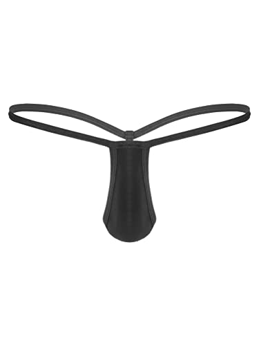 Linjinx Men's Micro Pouch Thongs G-String Mini Ultra-thin Breathable Underwear Gays Sissy Panties Black Large