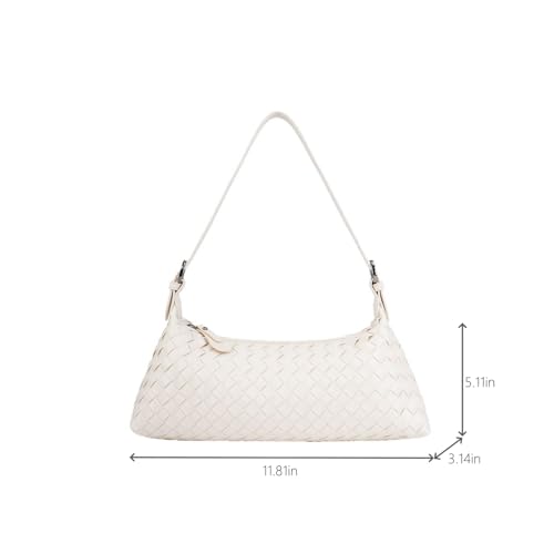 Woven Shoulder Bags for Women, Small Crossbody Handbags Vegan Leather Hobo Purse Trendy Crescent Tote Bag Cute Clutch3