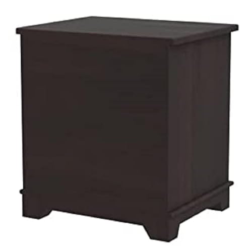 Image of Sheesham Wood Bedside Table with 2 Drawer Wooden Night Stand End Table Solid Wood Bedside Table for Bedroom Living Room Home (Walnut Finish)