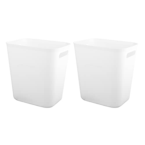 Image of Plastic Small Bathroom Trash Can Wastebasket, 3.5 Gallon, White, 2 Pack