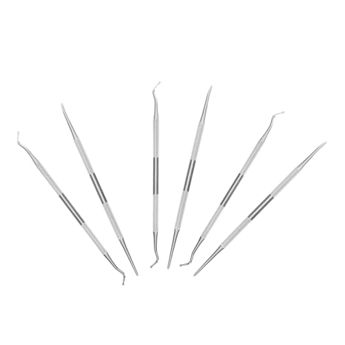 SOESFOUFU Stainless Steel Nail Cleaning Tools 6pcs Nail Care Tool Set Ingrown Toenail Cuticle Cleaner Kit